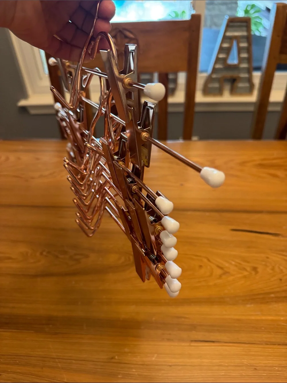 10 Rose gold 13 inch hangers with clips